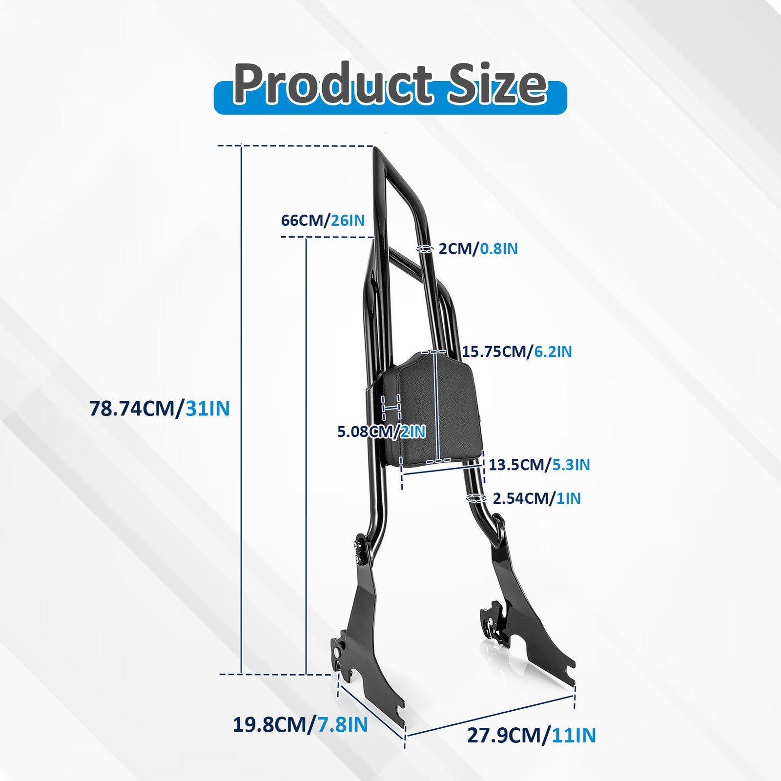 31″ Detachable Backrest Sissy Bar For Harley Sportster 883 1200 72 48 2004-2022