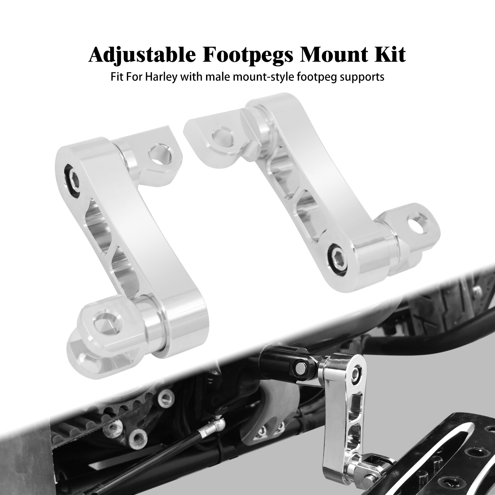 Chrome Adjustable Male Mount Footpeg Foot Pegs Extensions Fit For Harley