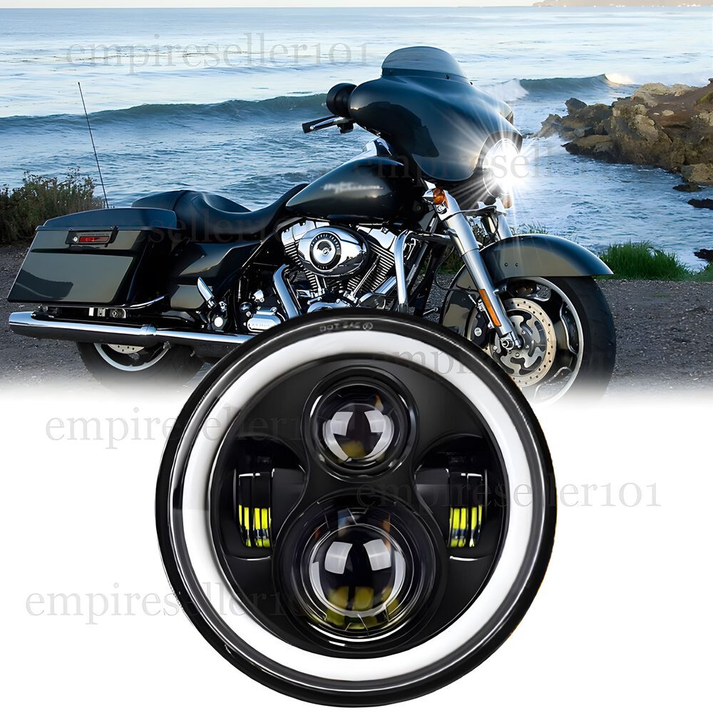 7″ inch LED Projector Headlight Halo DRL for Harley Davidson Street Glide FLHX
