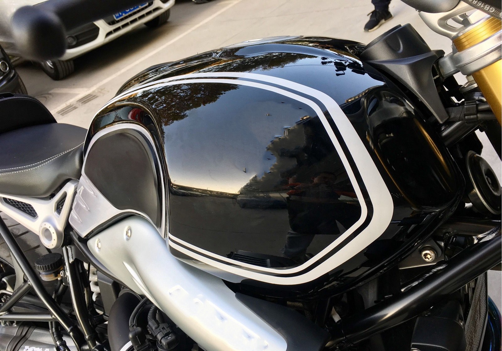 For BMW R Nine T Pure 14-21 Rear Pillion Seat Cowl Hump Box Stickers White