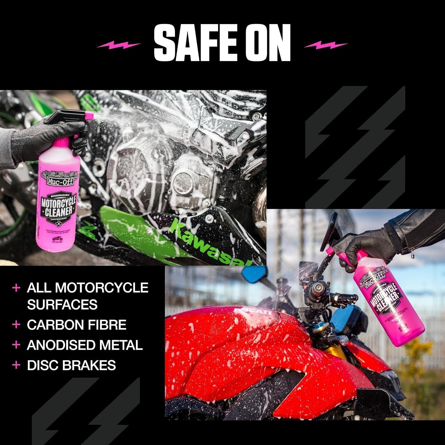 Nano-Tech Motorcycle Cleaner 1 Liter Biodegradable Pink Spray All Surfaces