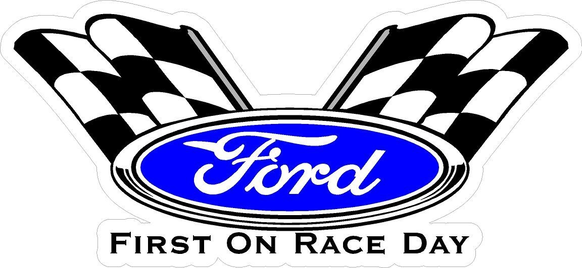 #3892 (1) 3.75″ Ford First On Race Day RETRO Sticker LAMINATED