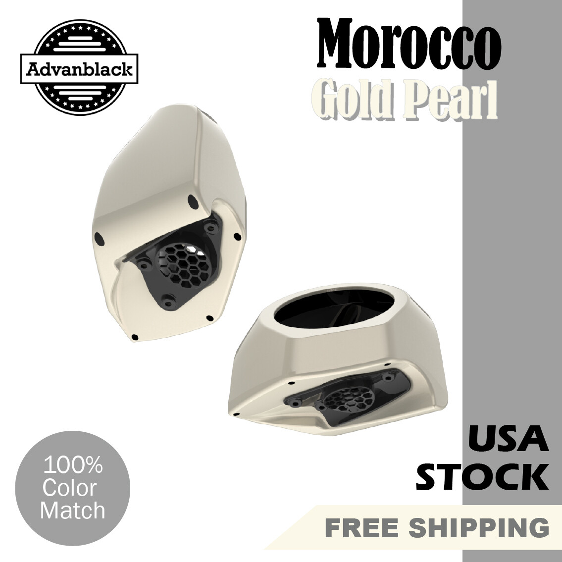 6.5 inches Speaker Pods MOROCCO GOLD PEARL Fits Advanblack Harley King Tour Pack