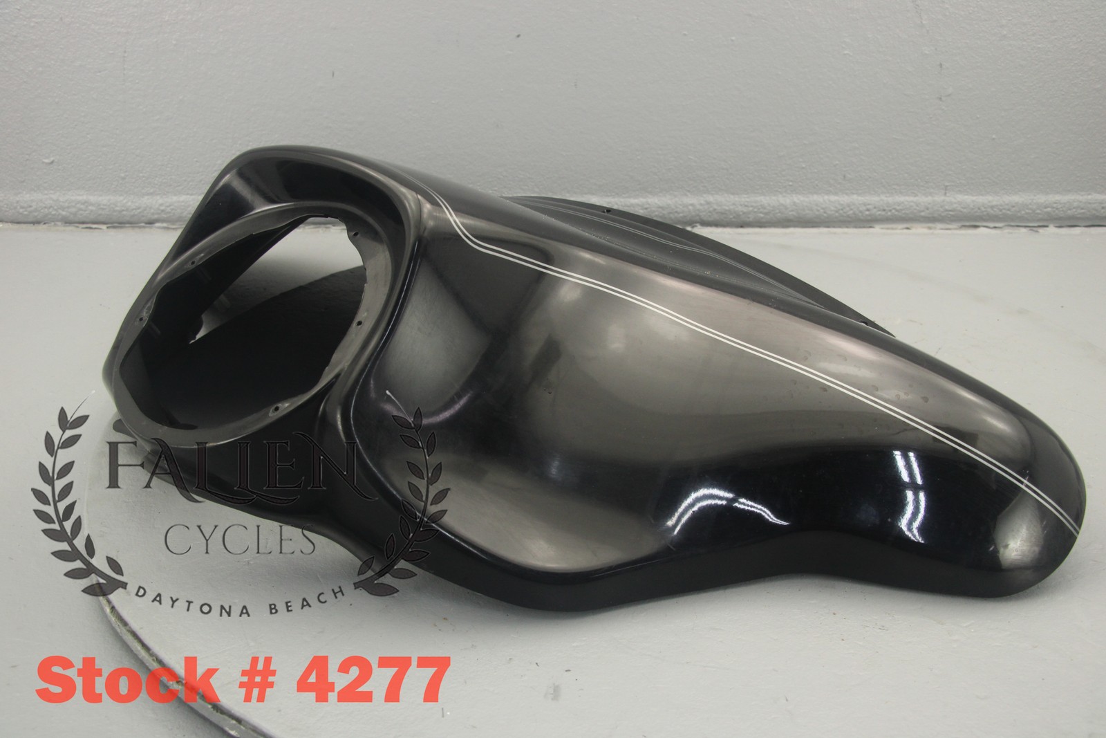 2008 Harley Electra Glide Front Outer Fairing VIVID BLACK SILVER STRIPES #4277