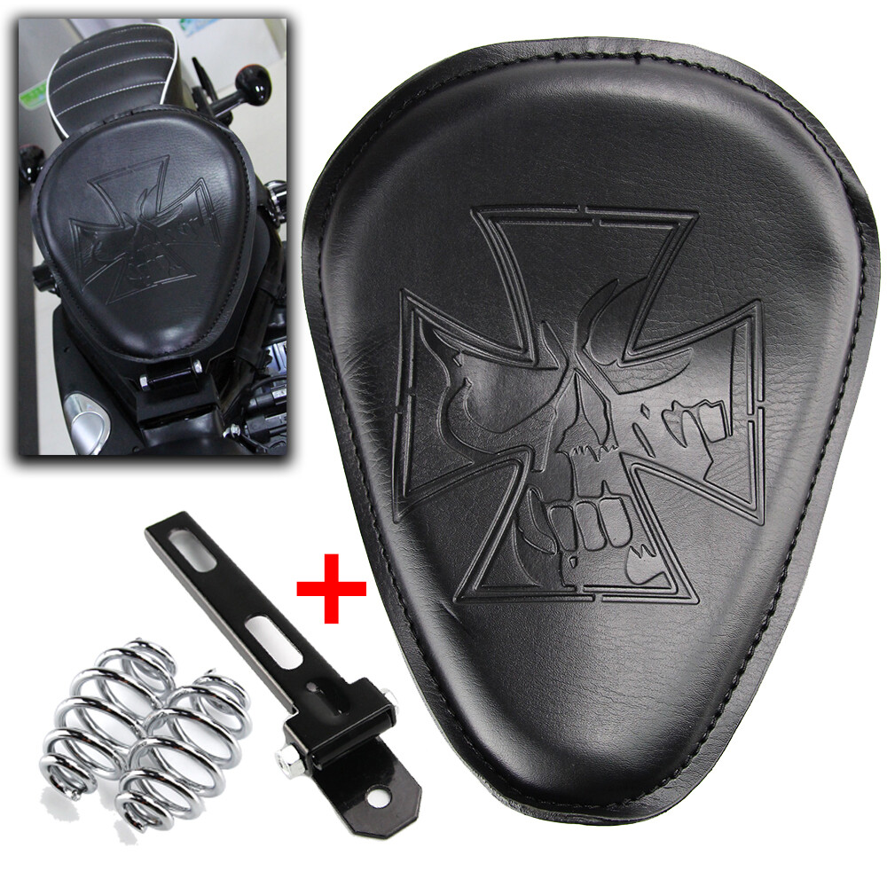 Motorcycle Skull Solo Spring Seat For Harley Sportster XL883 1200 Bobber Chopper