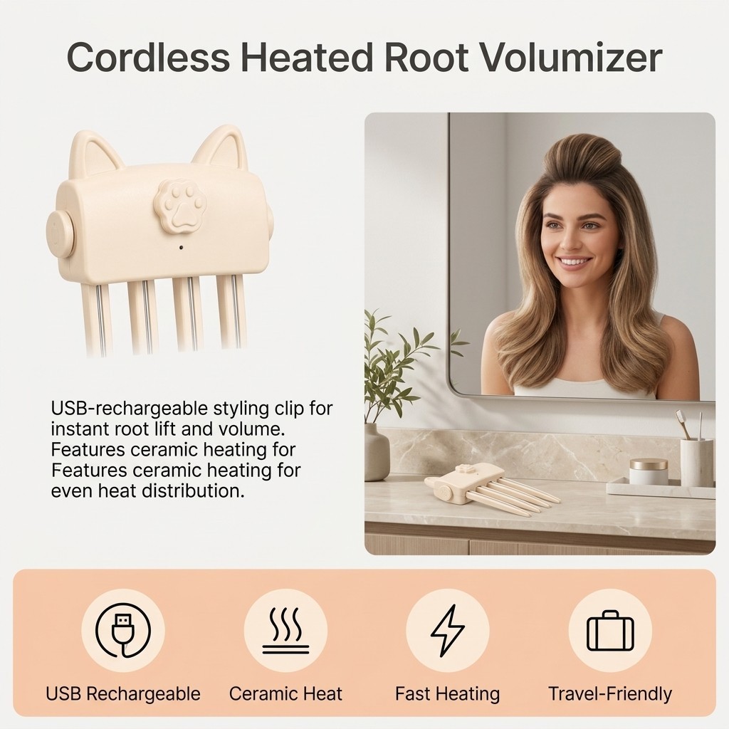 Electric Cordless Heated Hair Volume Clip – Root Clips for Curly Hair Volume US