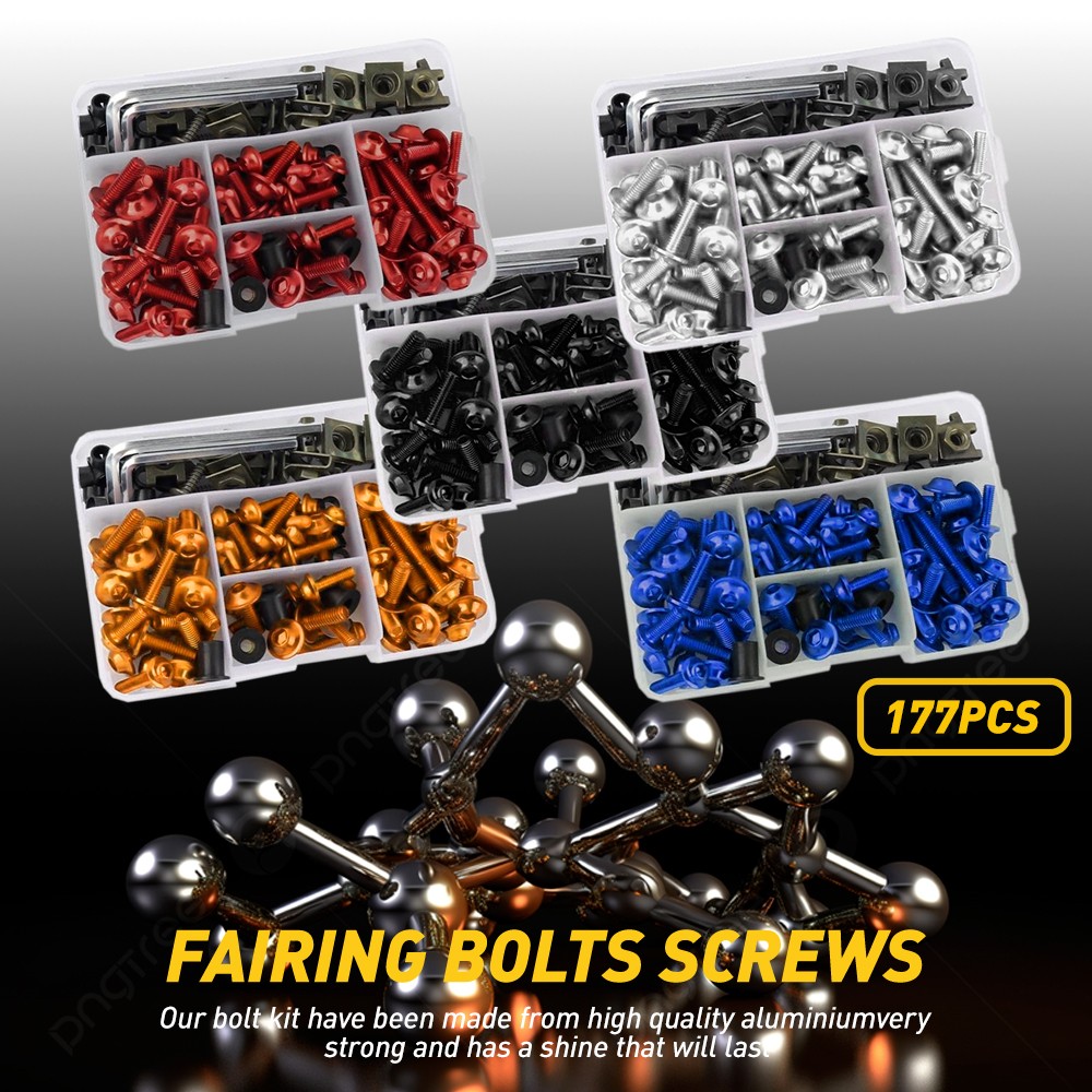 177/195PCS Motorcycle Complete Bolts Fairing Bodywork Screws Set Nuts M5 M6