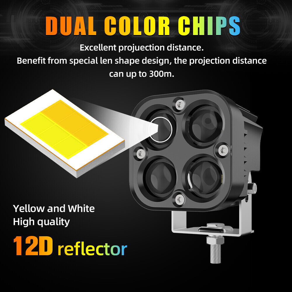 2x Motorcycle 3″ LED Work Light Pods Auxiliary Fit Yamaha Suzuki Kawasaki Honda