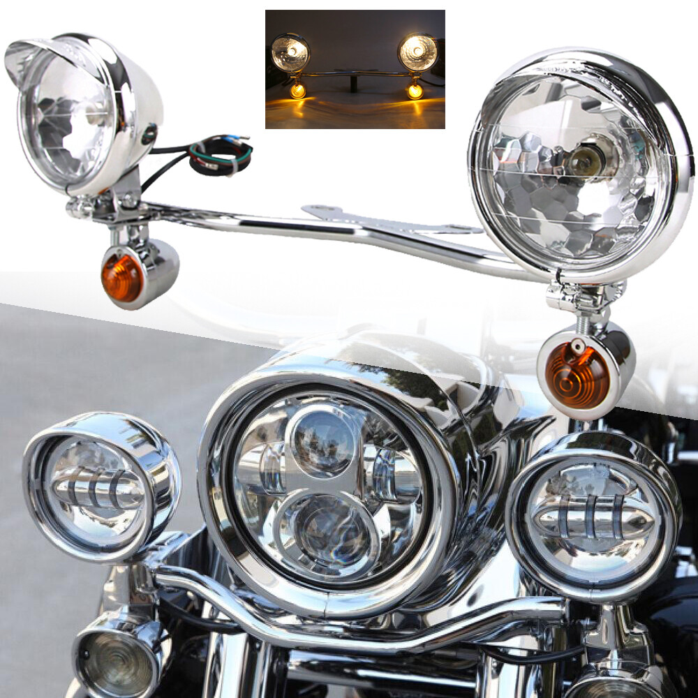 Passing Turn Signal Lamp Driving Fog Spot Light Bar Set For Harley Motorcycle