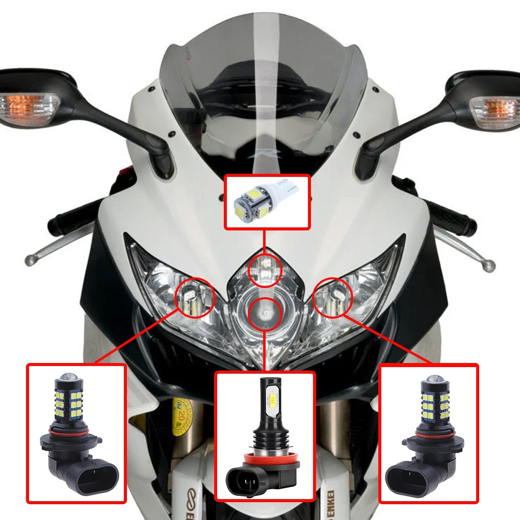 White LED Headlight Pilot Parking Light Bulbs For Suzuki GSXR 600 750 2008-2010