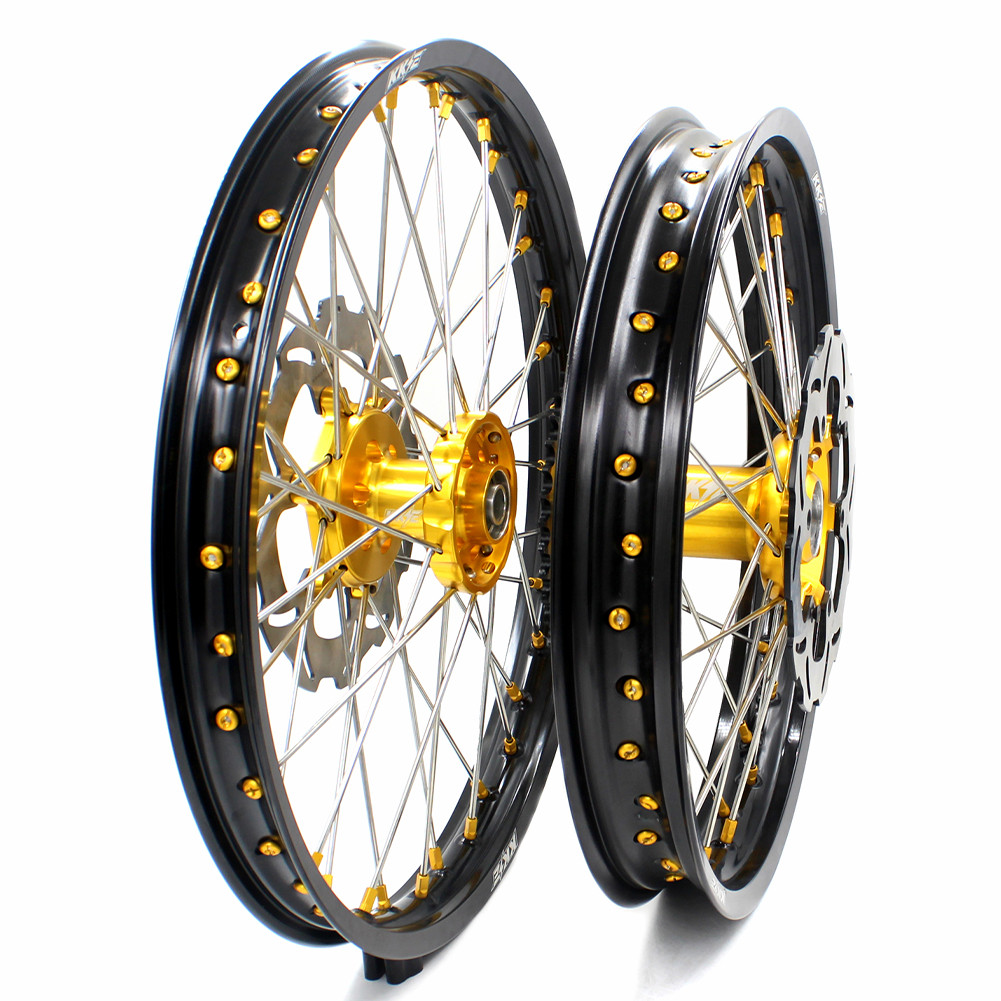 Fit Suzuki RM125 RM250 1996 1997 1998 1999 2000 KKE 21”-19” Gold Nipple Wheels