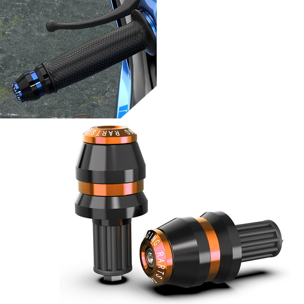US 2x Universal 22mm 7/8″ Motor Handlebar End Slider Cap Plugs CNC Orange