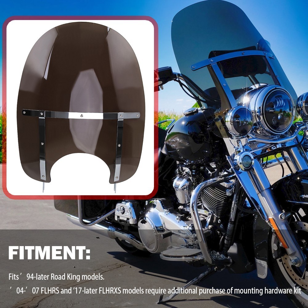 Detachable Windshield For Harley Touring CVO Road King FLHR w/ Bracket 1994-2024