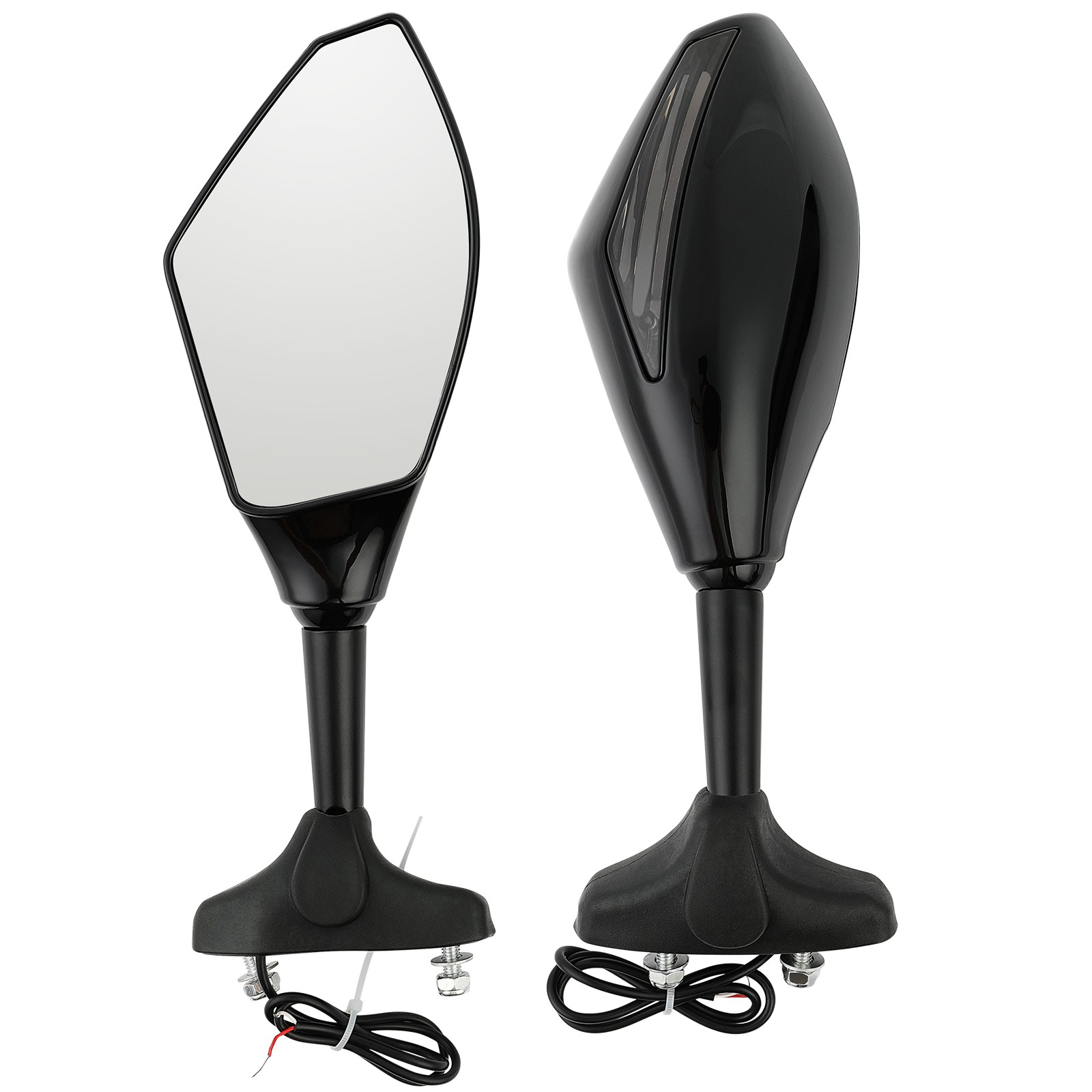 Rear View Mirrors w/ LED Turn Signal Light For Kawasaki Ninja 500 650 ZX6R ZX10R