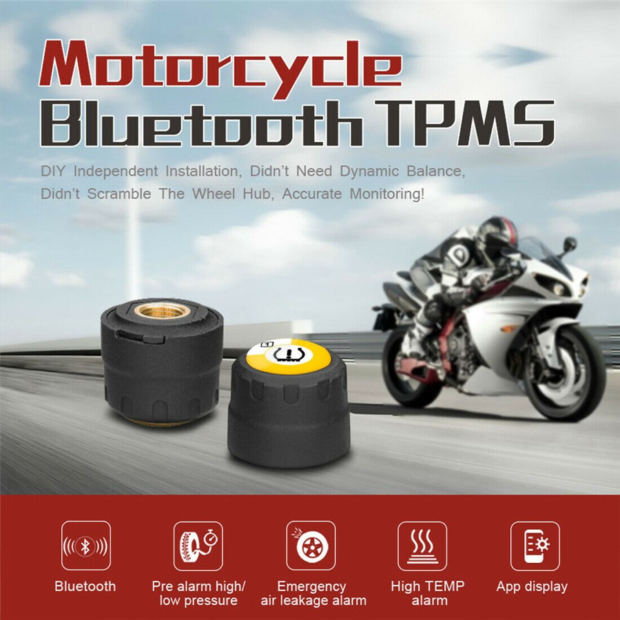 TPMS Bluetooth 5.0 Motorcycle Tire Pressure Monitor System & 2 External Sensor