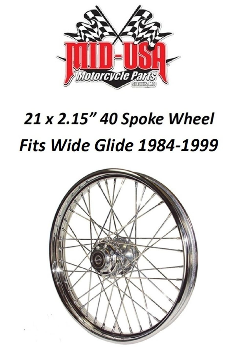 40 SPOKE 21″ FRONT WHEEL 21 X 2.15 HARLEY FXWG DYNA WIDE GLIDE FXDWG 84-99