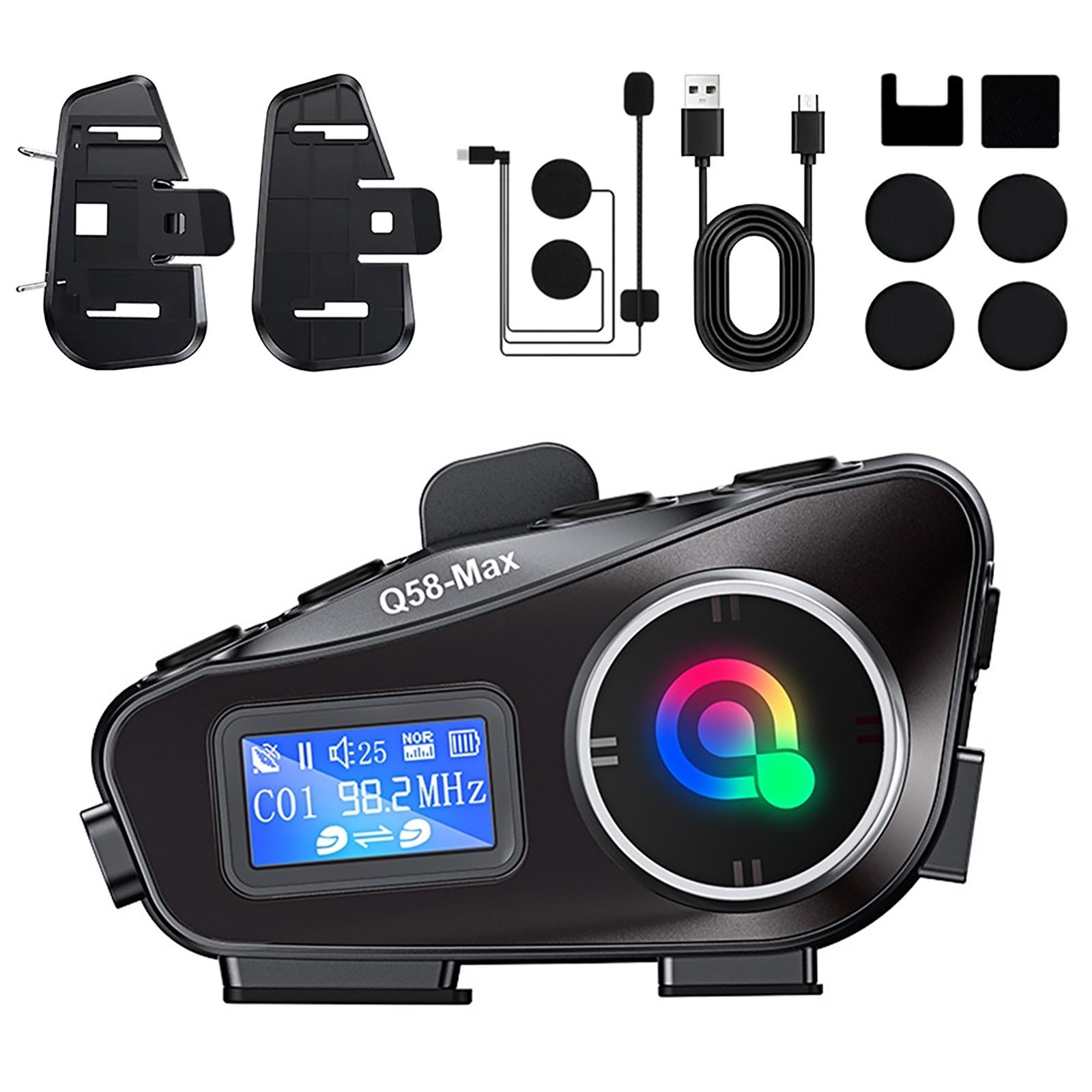 1000mAh Waterproof Bluetooth Headset Motorcycle Intercom Helmet LCD New