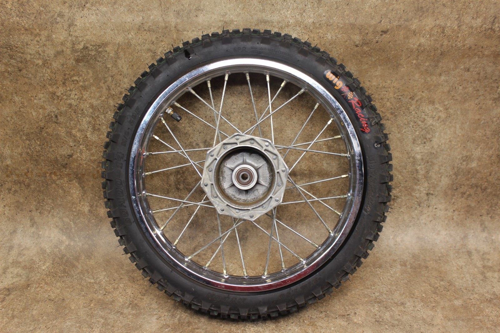 1996 96 Kawasaki KX60 KX 60 OEM Front Wheel Rim Hub Tire 14×1.4