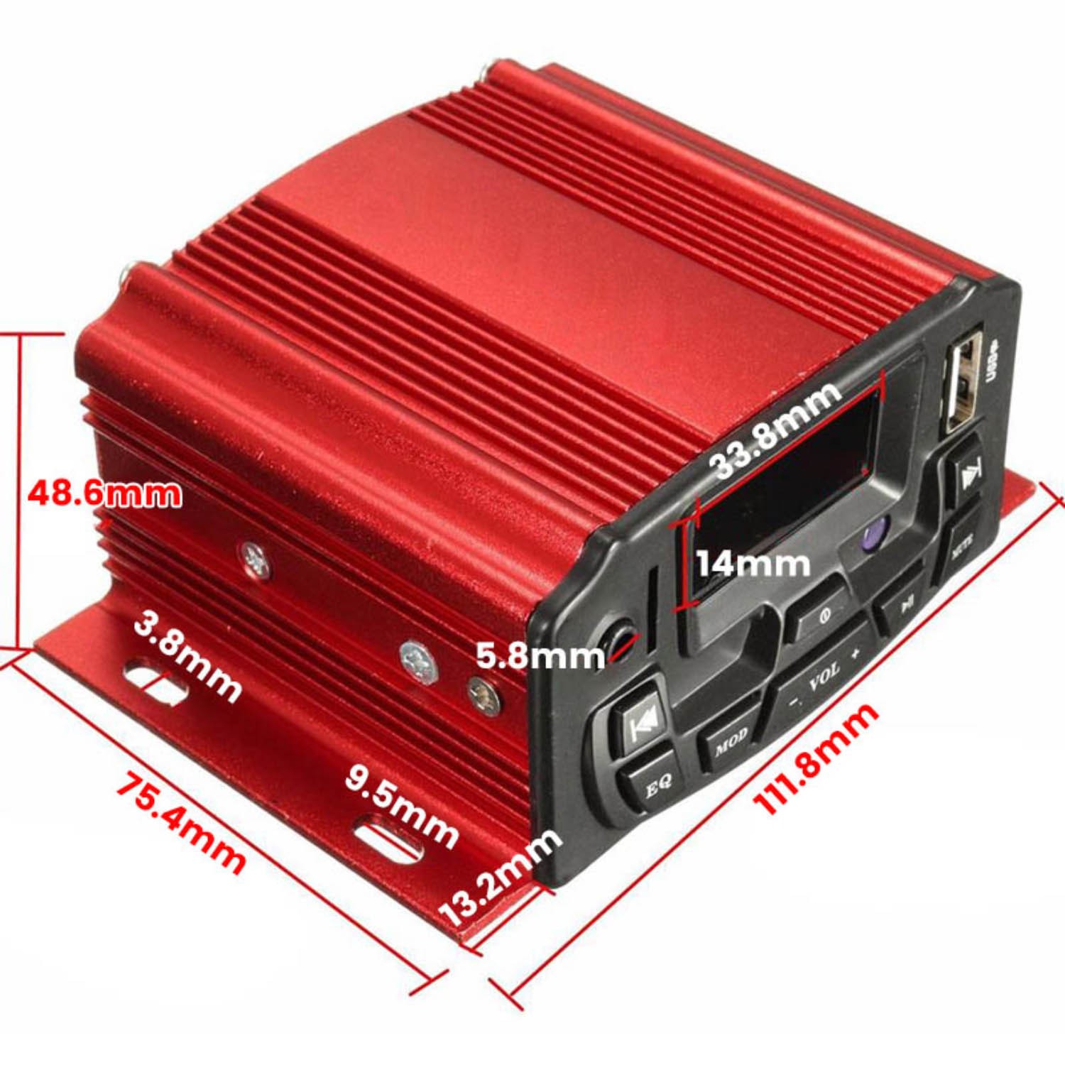 Bluetooth Motorcycle Audio Speakers Kit 4 Wheeler Stereo ATV AUX System FM Radio