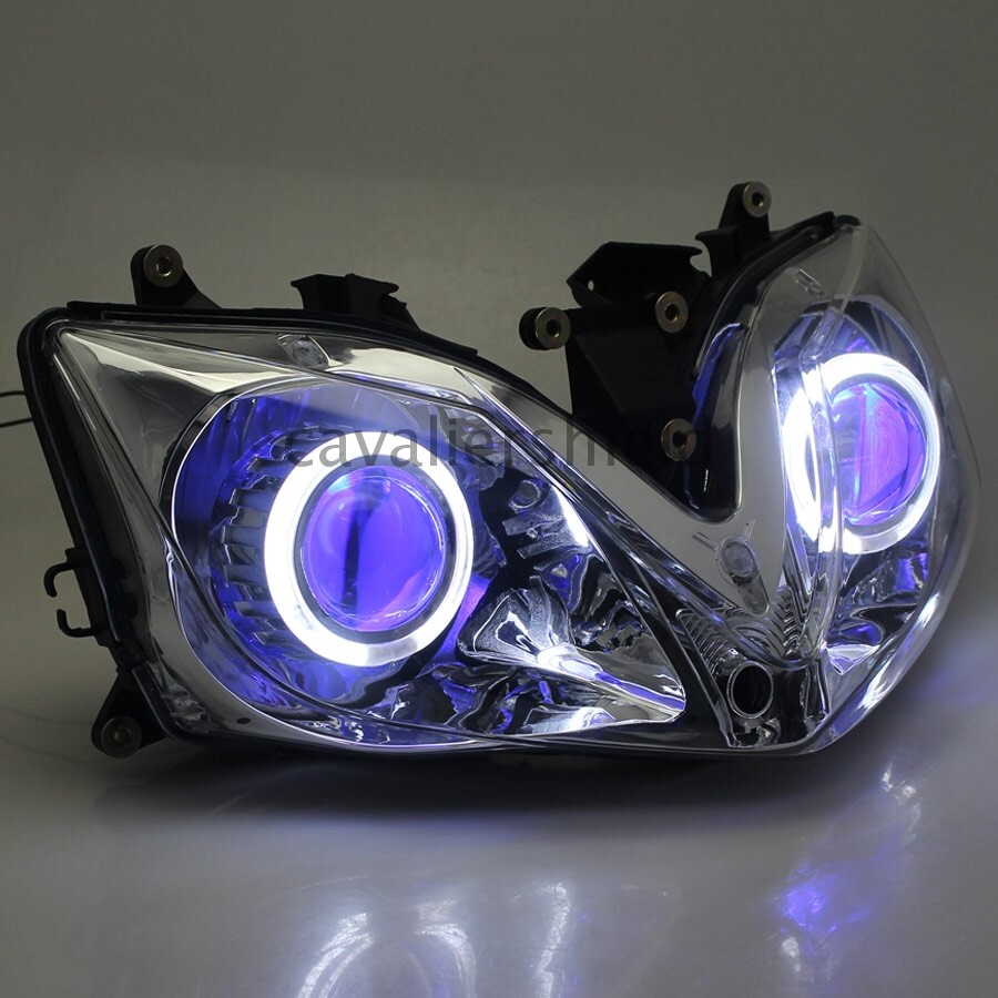 9-16V Fully Assembled Headlight White Angel Eye For Honda CBR 600 F4i 2001-2007