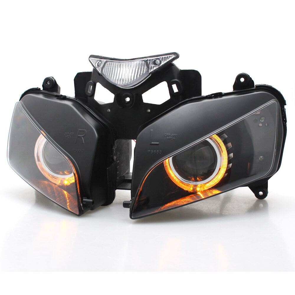 Fully Headlight Assembly HID Projector Amber Angel Eye for Honda CBR1000RR 04-07