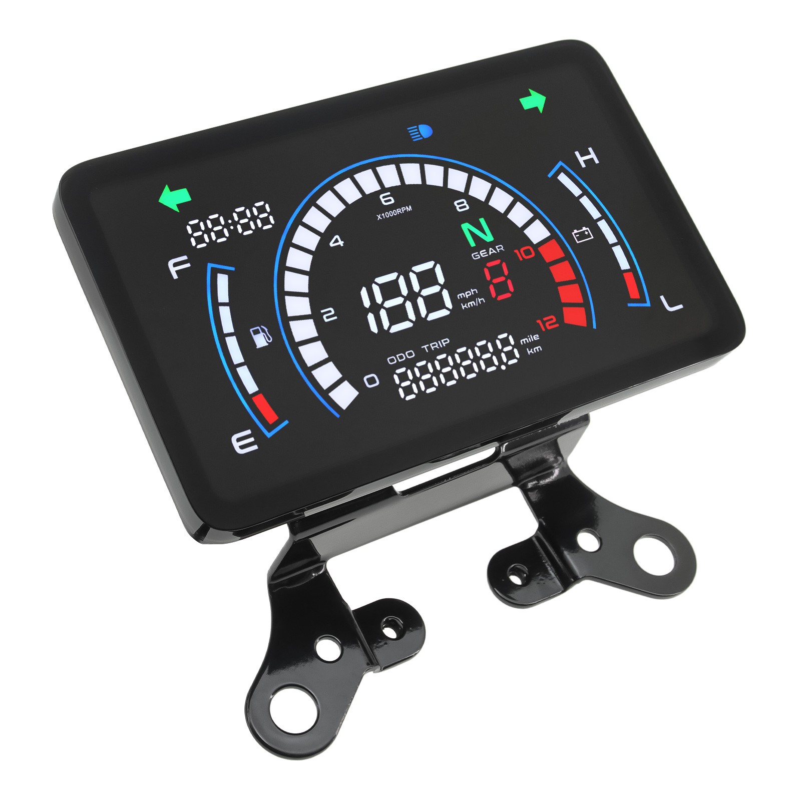 Motorcycle Speedometer Cluster Mechanical Digital LCD w/ MPH Tach Odo Gauge Volt