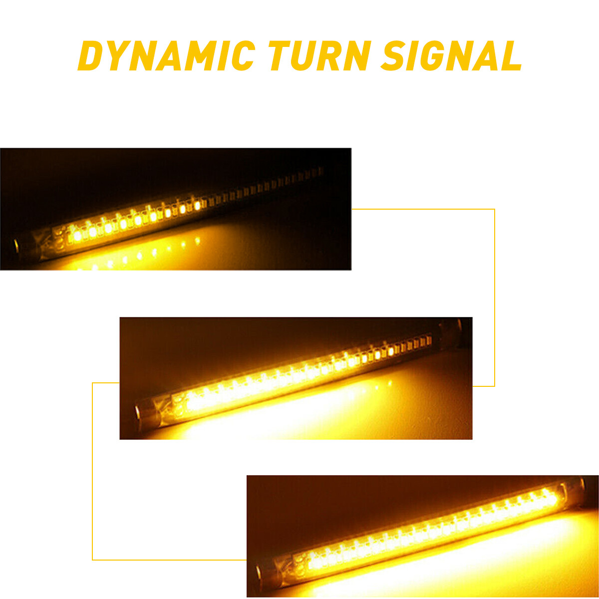 2x Motorcycle LED Strip DRL White Light Amber Sequential Turn Signal Switchback