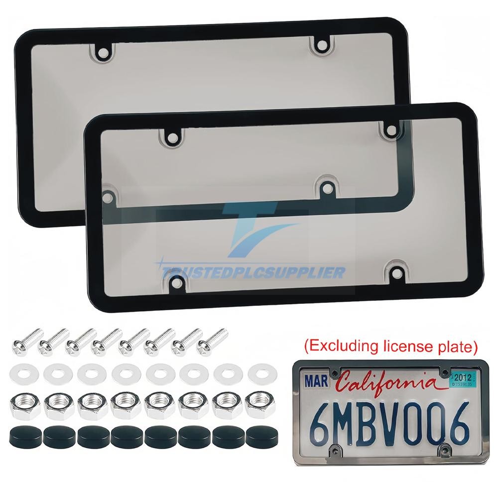 2X Unbreakable License Plate Covers+Frames Auto Tag Shield Protector Front Rear