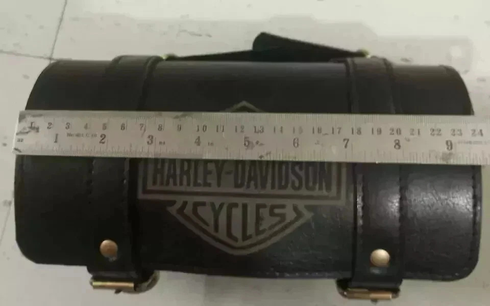 PURE LEATHER TOOL BAG ENGRAVED FIT FOR HARLEY DAVIDSON MOTORCYCLE IN BLACK COLOR