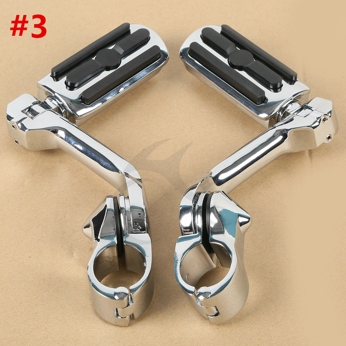 Chrome 1.25″ 32mm Long Angled Adjustable Highway Foot Pegs Peg Mount For Harley