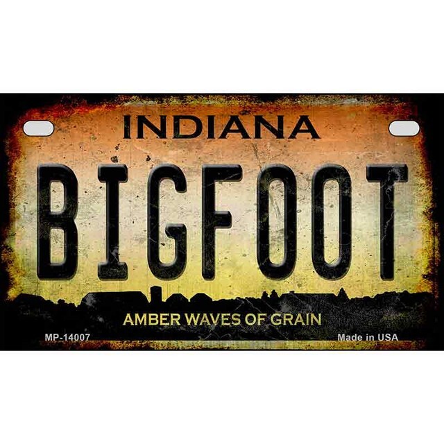Bigfoot Indiana Novelty Metal Motorcycle Plate