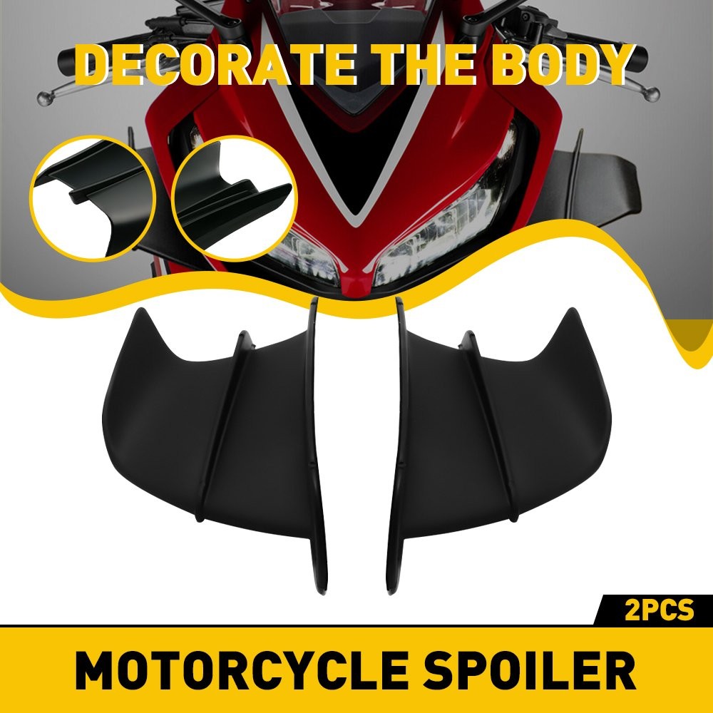 1Pair Motorcycle Side Winglets Air Deflector Wing Kit Spoiler Gloss Black ABS US