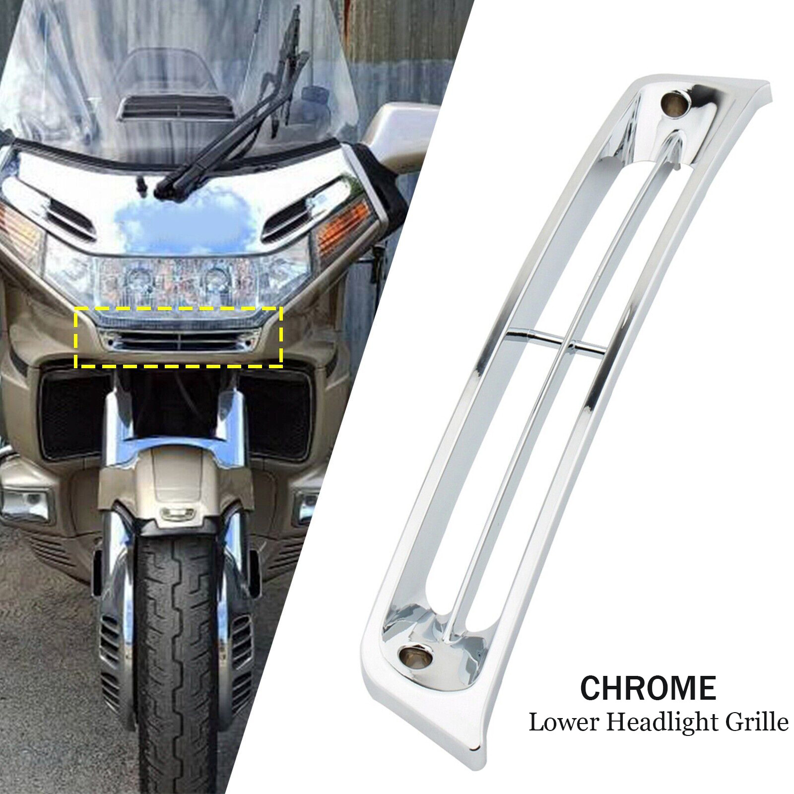Chrome ABS Front Lower Headlight Grille Trim For Honda Goldwing GL1500 1988-2000