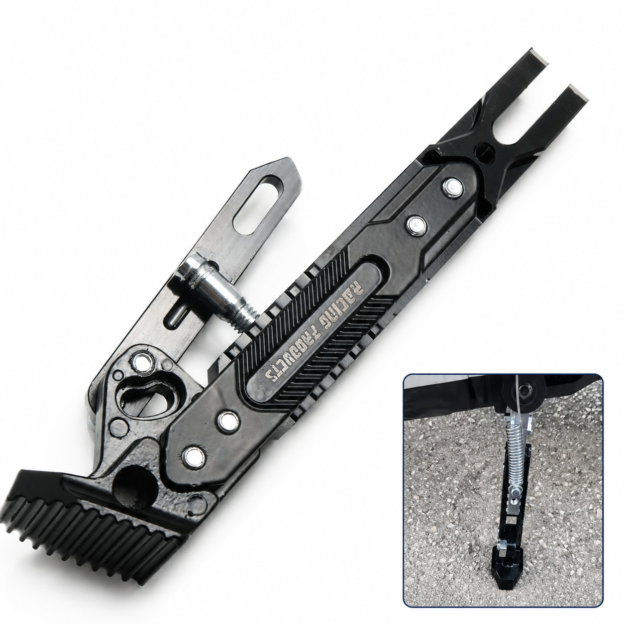Motorcycle Black CNC Adjustable Metal Side Kickstand Foot Support Bracket