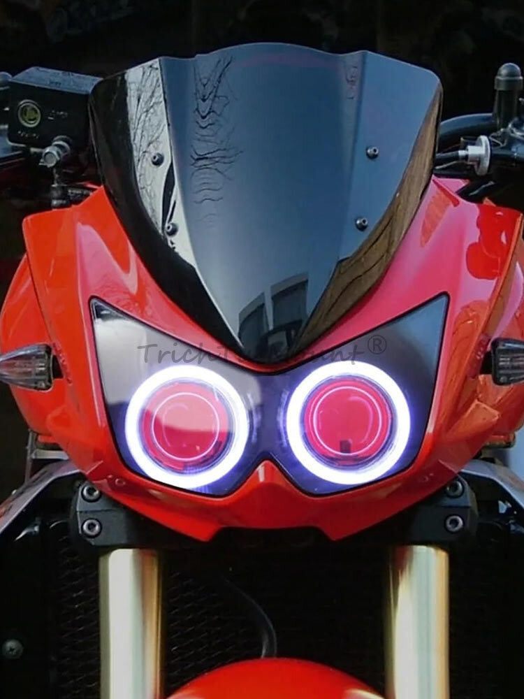 Headlight Red Devil White Angel Eye Projector For Kawasaki Z1000 Z750 NINJA 250R