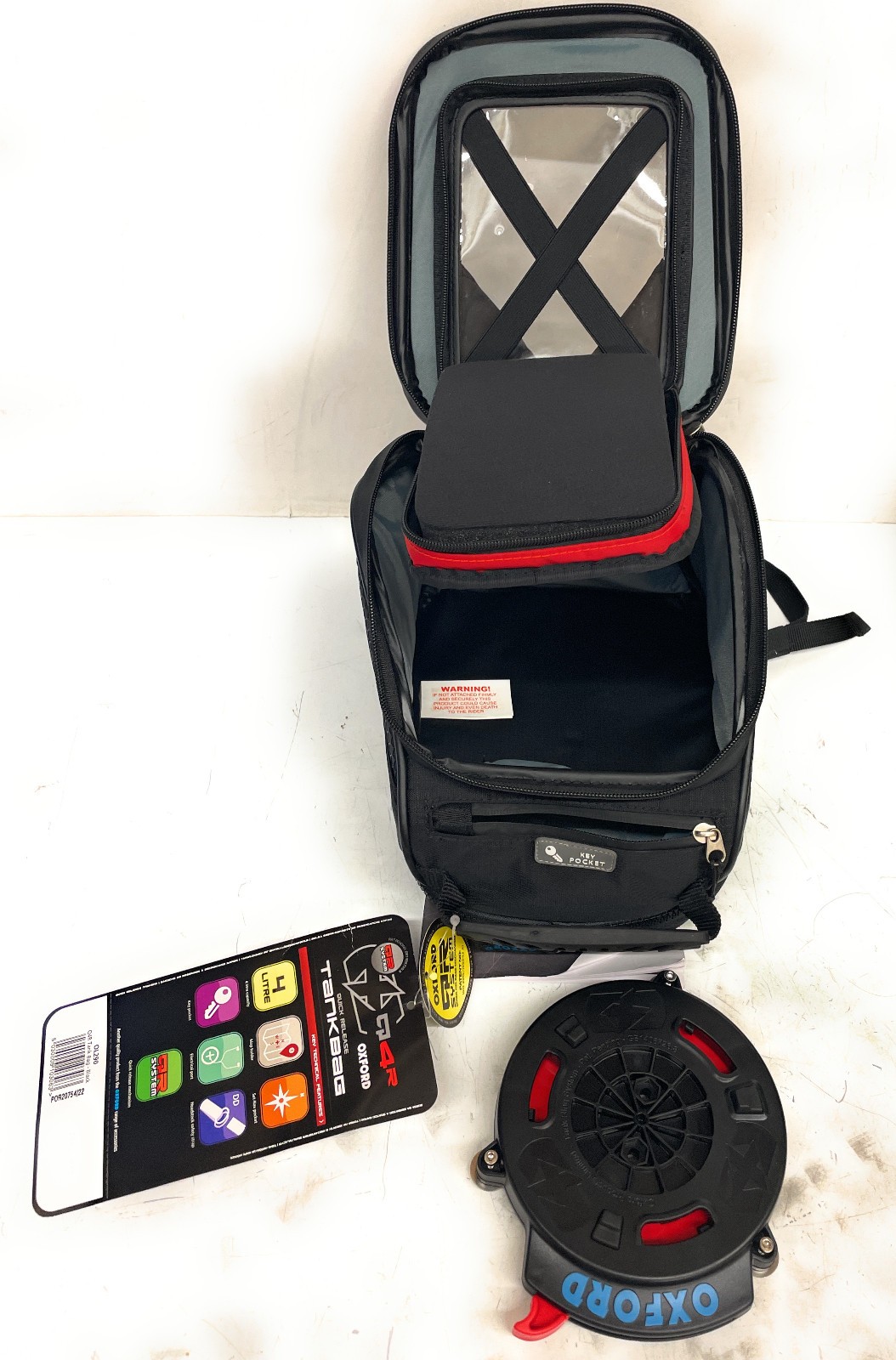Oxford Motorcycle Bike Q4R Quick Release Compact 4L Tank Bag, Black, OL290