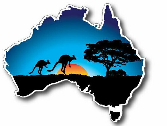 800mm Australia-Map-sticker-with-kangaroo-sunset- for Motorhome, boat, truck, ca