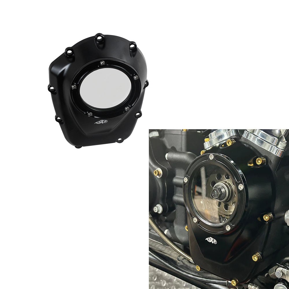 Black M8 Transparent Camshaft Cover for Harley 17-2023 Touring FLHTK FLHXS FLTRX
