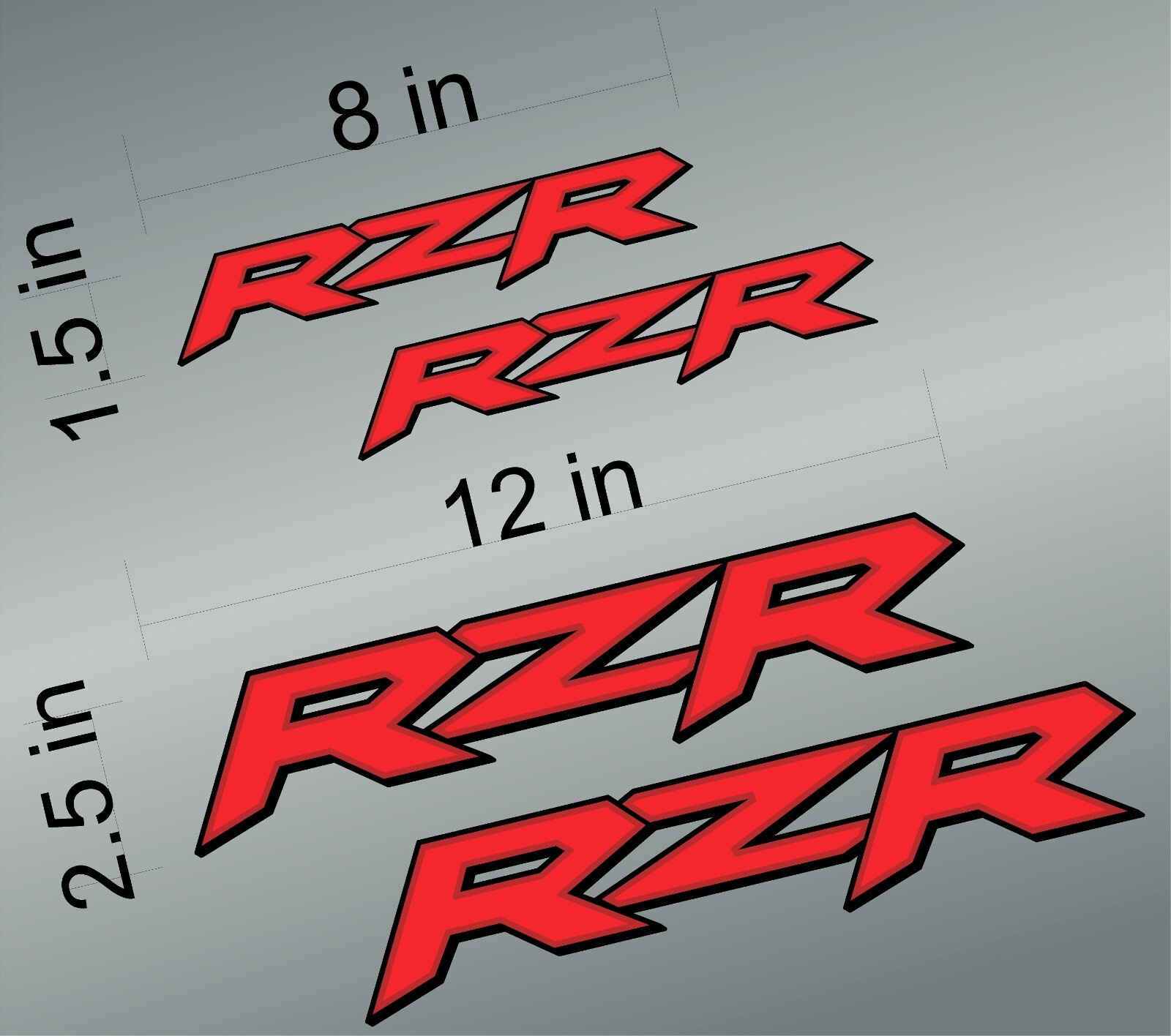 RZR decal 4 pack graphic / RED / vinyl adhesive stickers / decal pack