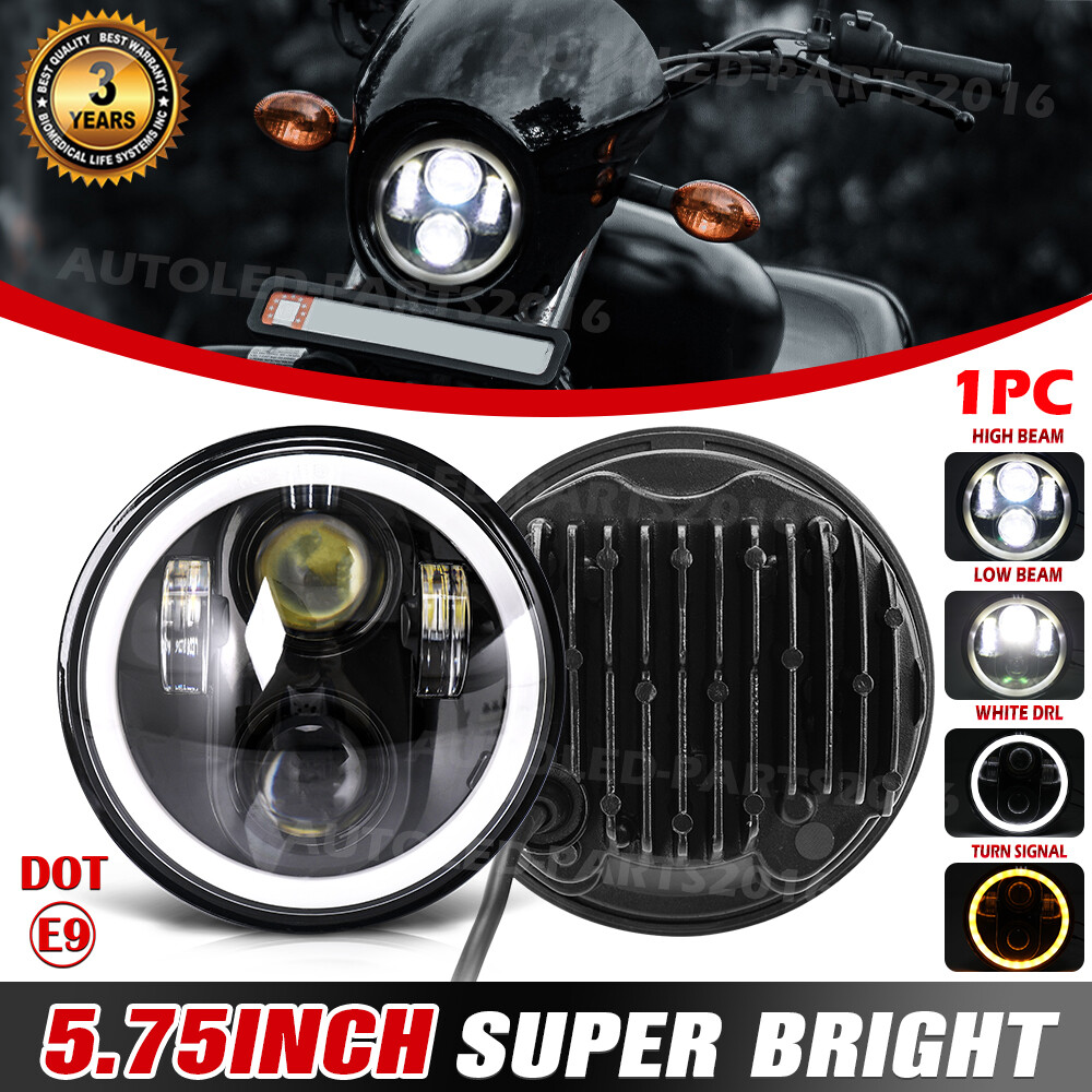 Brightest 5-3/4″ 5.75 inch LED Projector Headlight HALO DRL for Motorcycle Motor