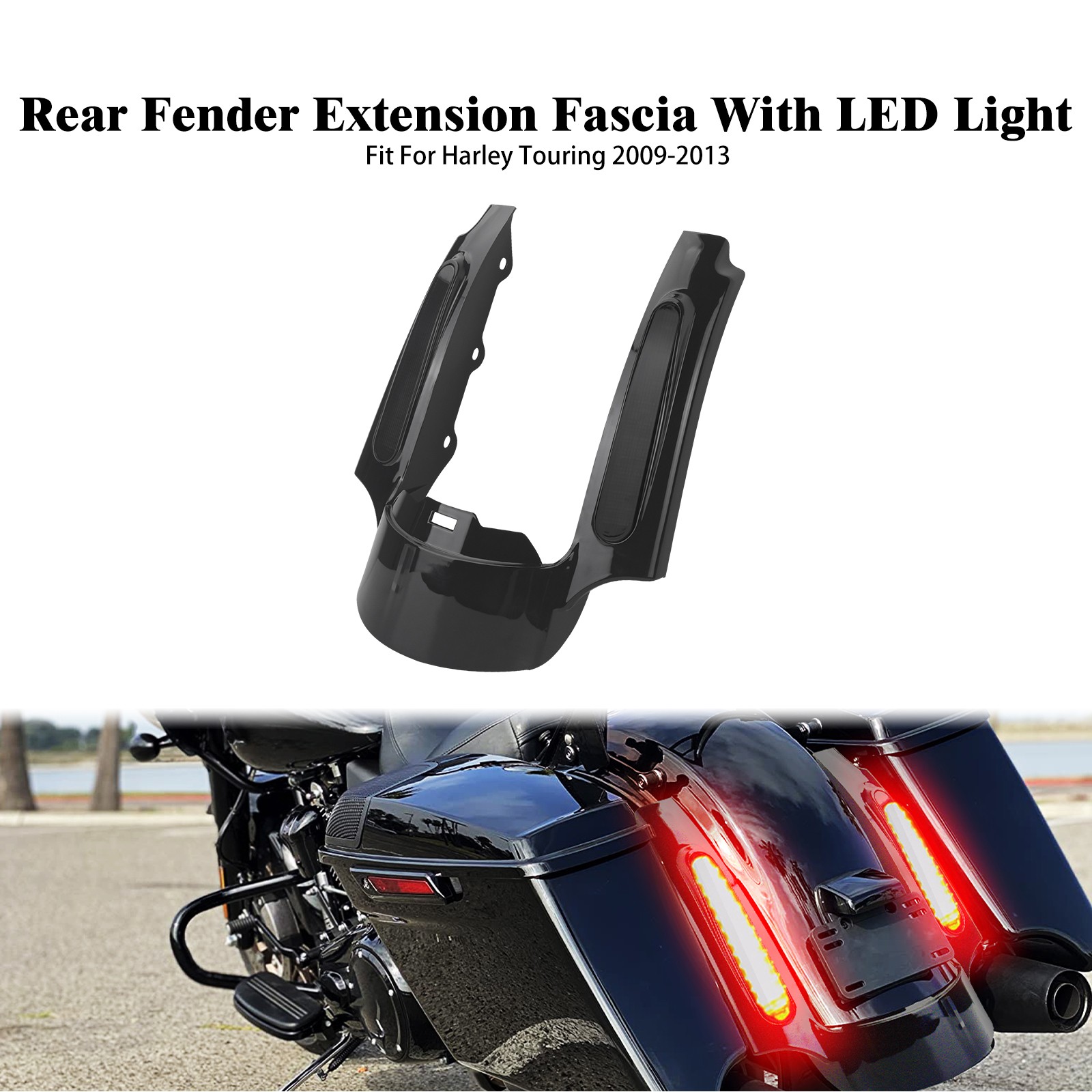 Rear Fender Extension LED Light For Harley Touring CVO Street Glide 2009-2013