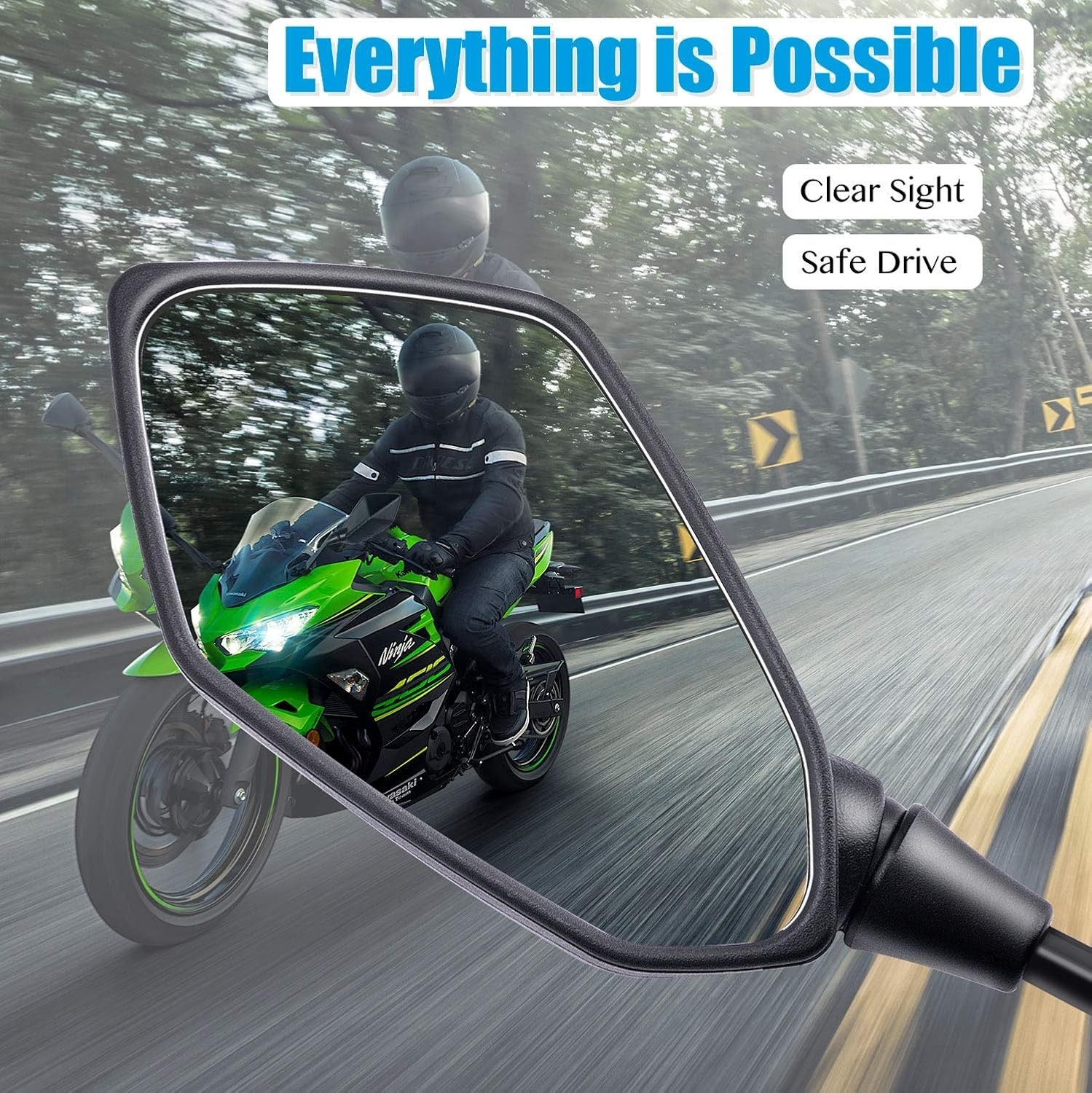 Adjustable Universal Motorcycle Rear View Mirror, 6.1” Convex Lens – Snakeskin