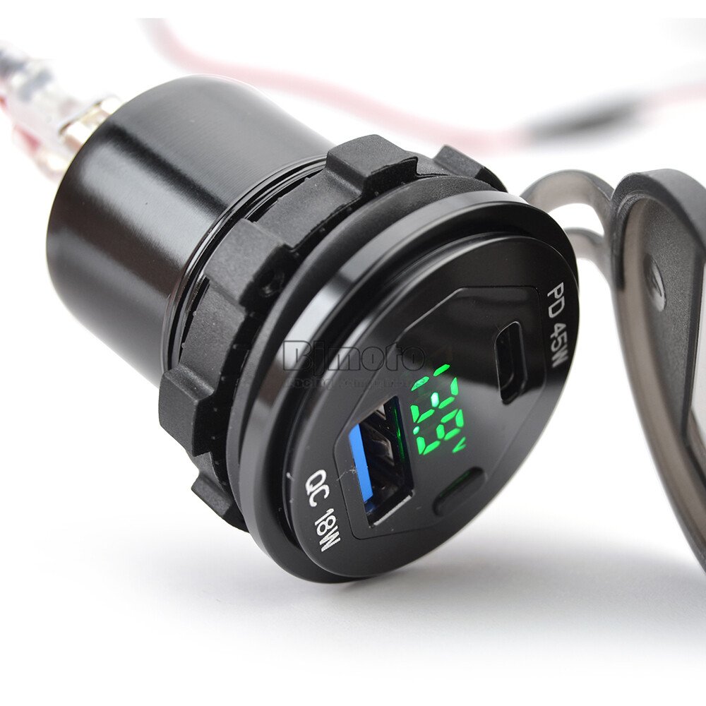 Dual Type C USB Charger For Kawasaki Versys 650 2022-2024 12/24V Socket Adapter