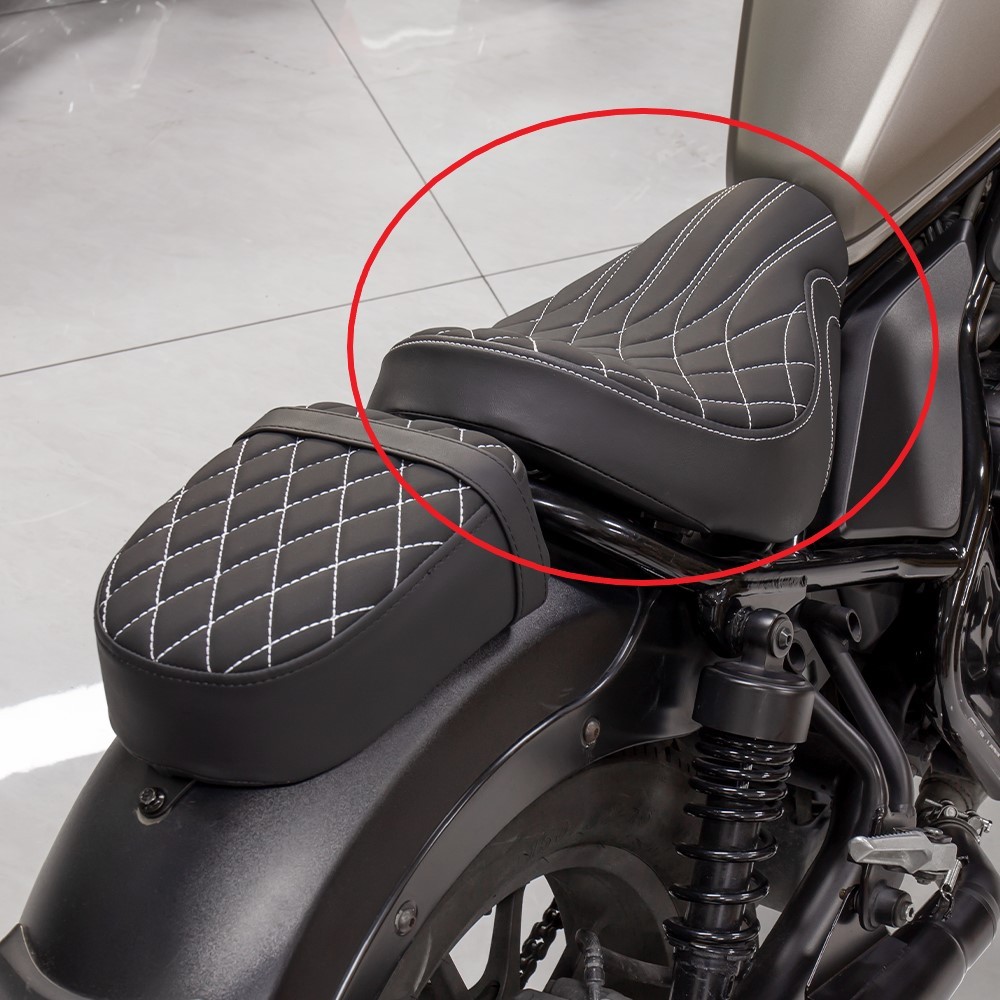 White Stitching Gel Driver Seat For Honda Rebel 300 500 CMX300 CMX500 2017-2026