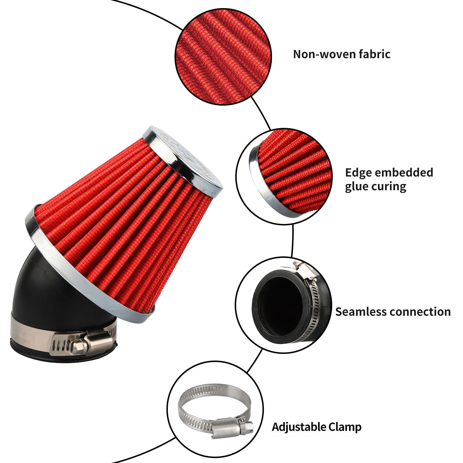 NIBBI 42mm Air Filter Fits Honda Kawasaki Yamaha Suzuki Motorcycle Pit Bike ATV