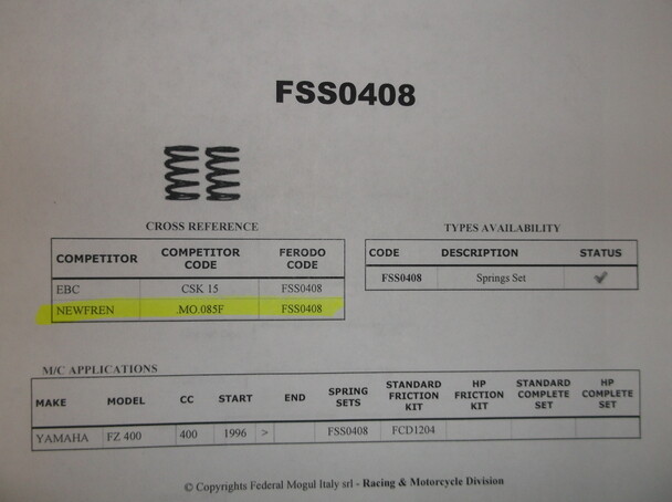 Newfren Clutch Springs for a 1996 Yamaha FZ400