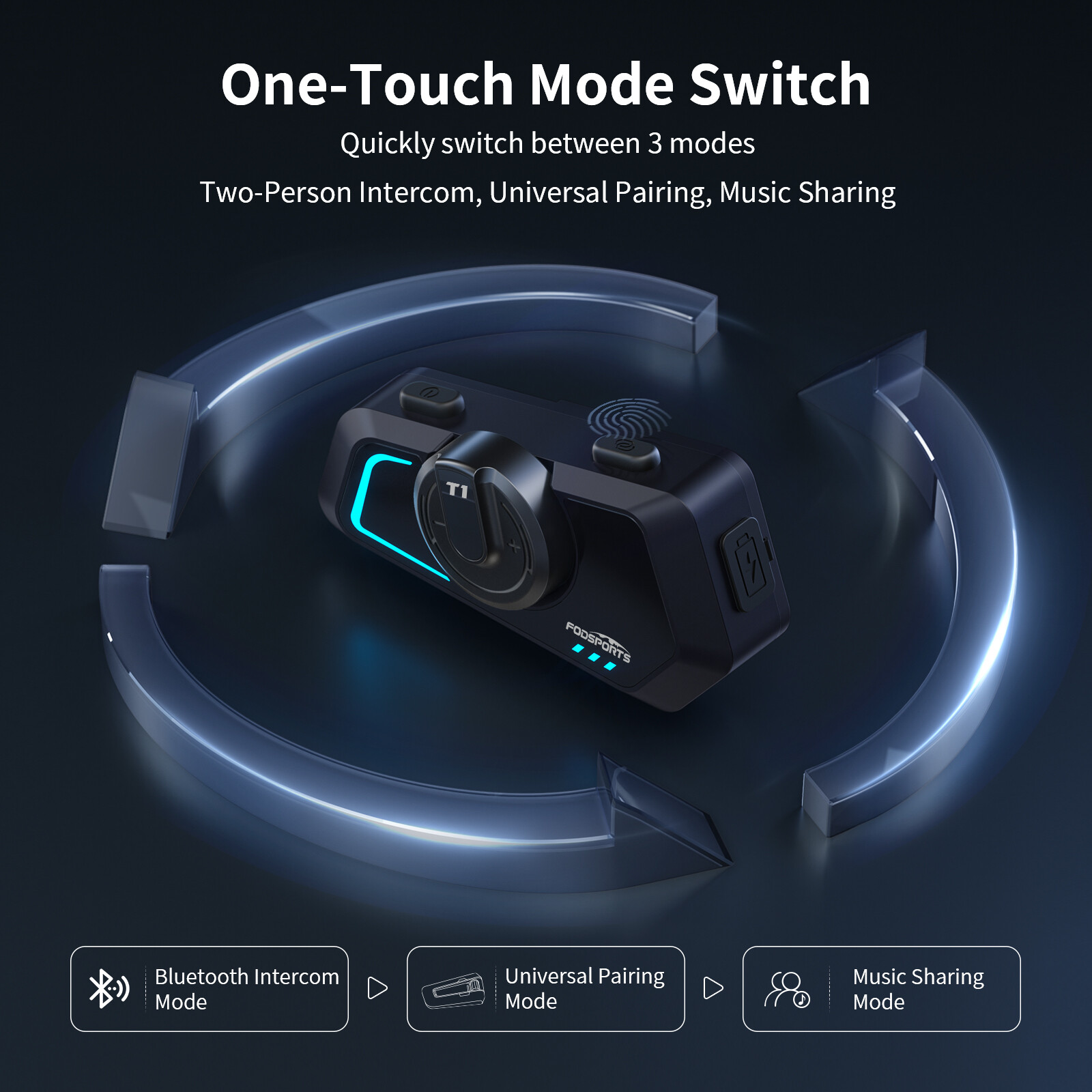 2XFodsports T1 motorcycle intercom helmet bluetooth headset FM music share 2 Way