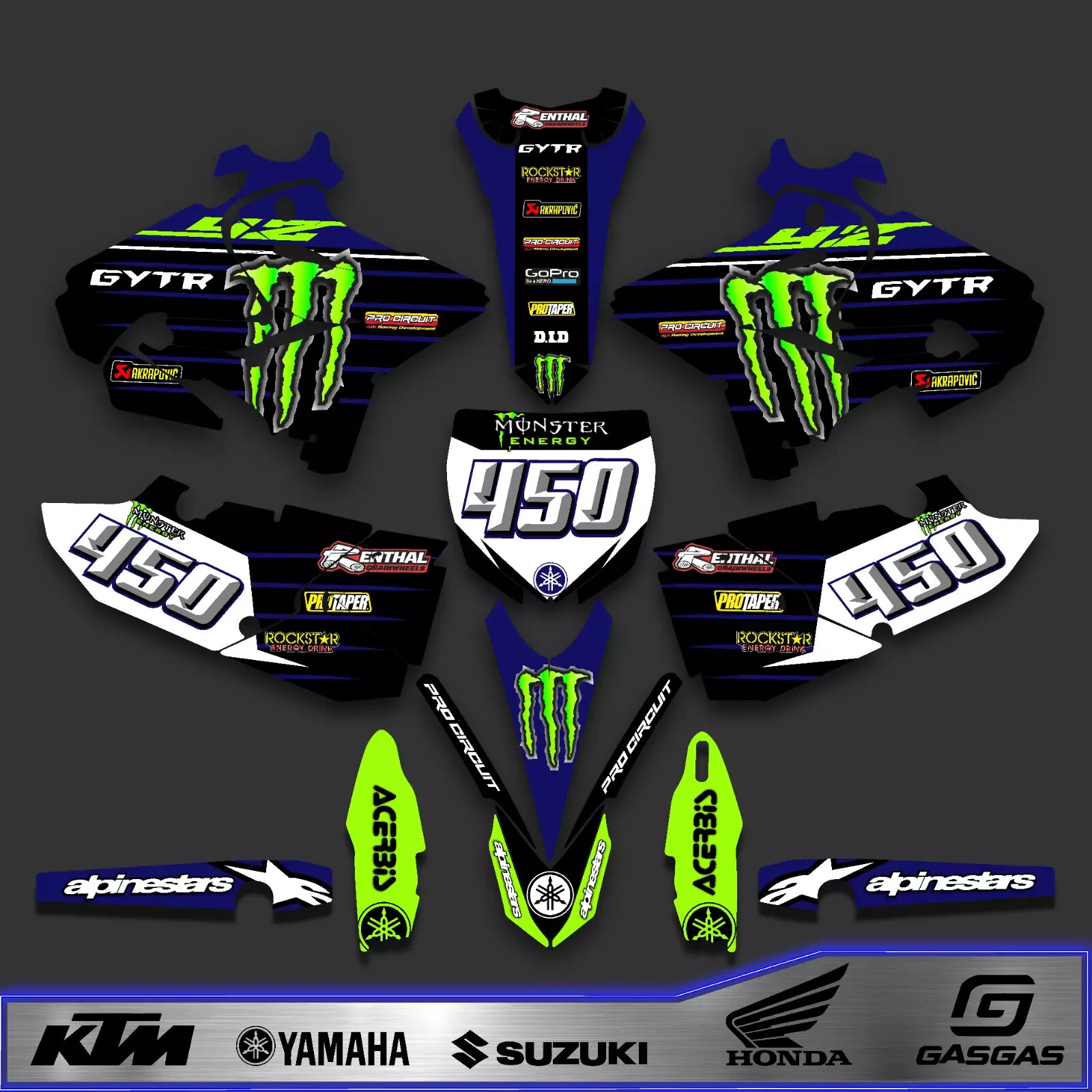 Motocross graphics for YAMAHA YZ 125 YZ250x 2015 – 2021 100%Customized lerc96
