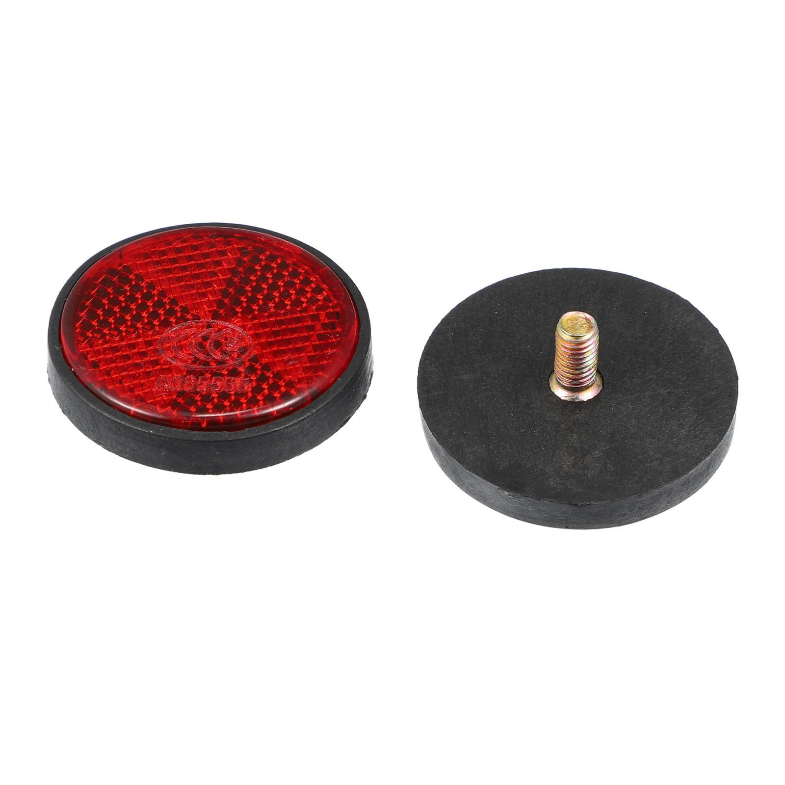 2pcs M6x1.0 Red Universal Screw Mount Round Warning Reflector for Motorcycle