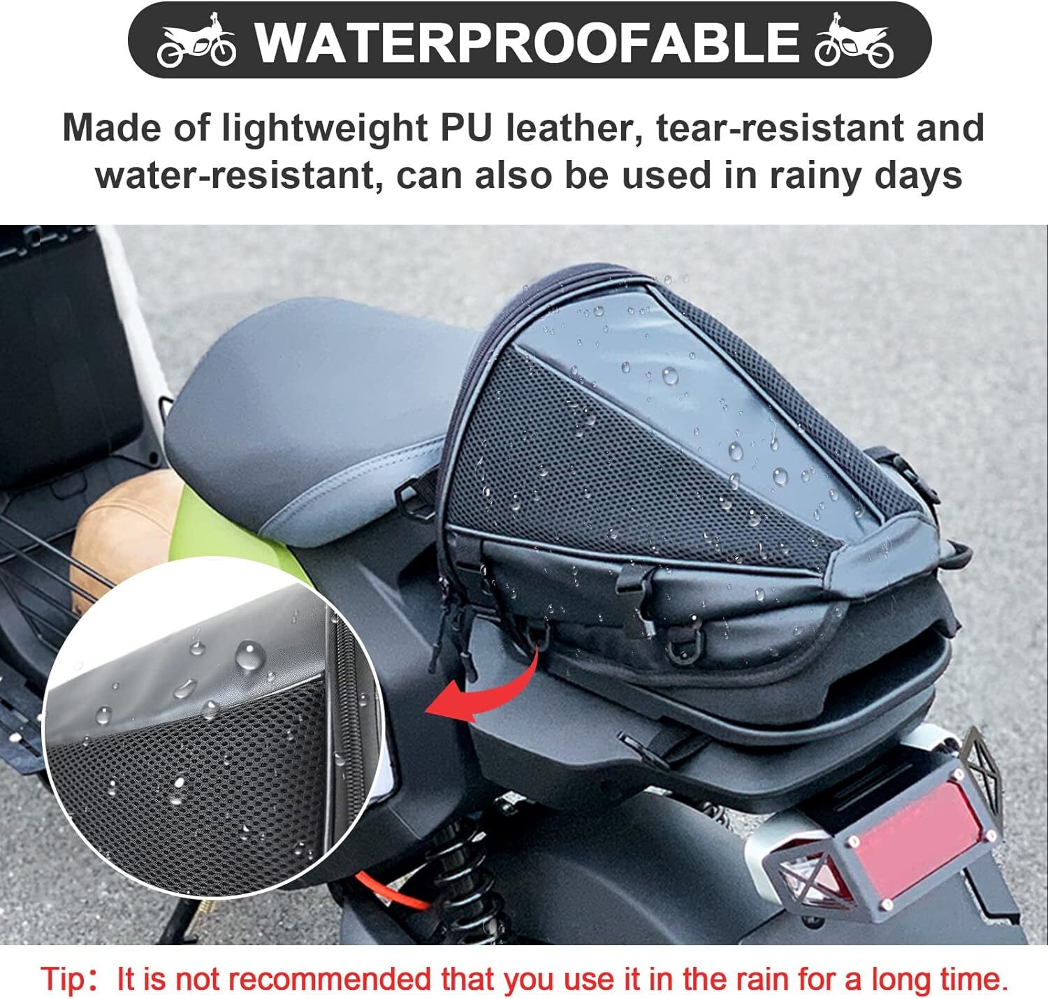 Motorcycle Tail Bag Rear Seat Luggage Storage Backpack Shoulder Bag